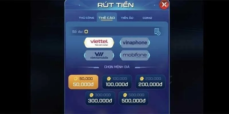 Các thao tác thực hiện rút tiền 